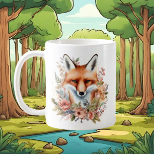 cute fox lovers add monogram coffee mug