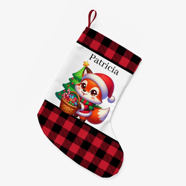 Cute fox lovers add text  small christmas stocking (Front (Hanging))