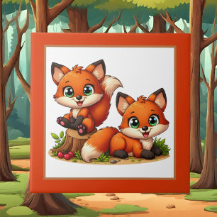 Cute fox lovers animal  tile