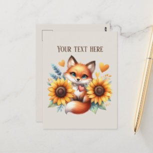 Cute fox lovers customisable postcard