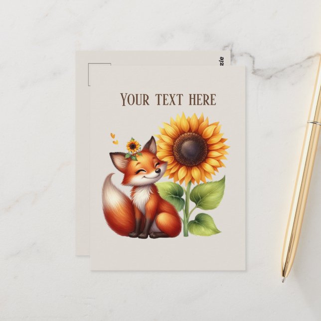 Cute fox lovers customisable  postcard (Front/Back In Situ)