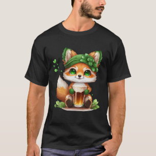 Cute Fox Loves Beer St Patrick s Day T-Shirt
