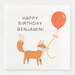 Cute Fox Modern Children's Party Napkin