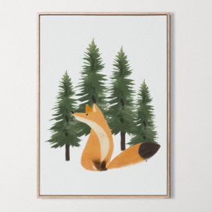 Cute Fox Nursery Woodland Animal Wall Art Decor 