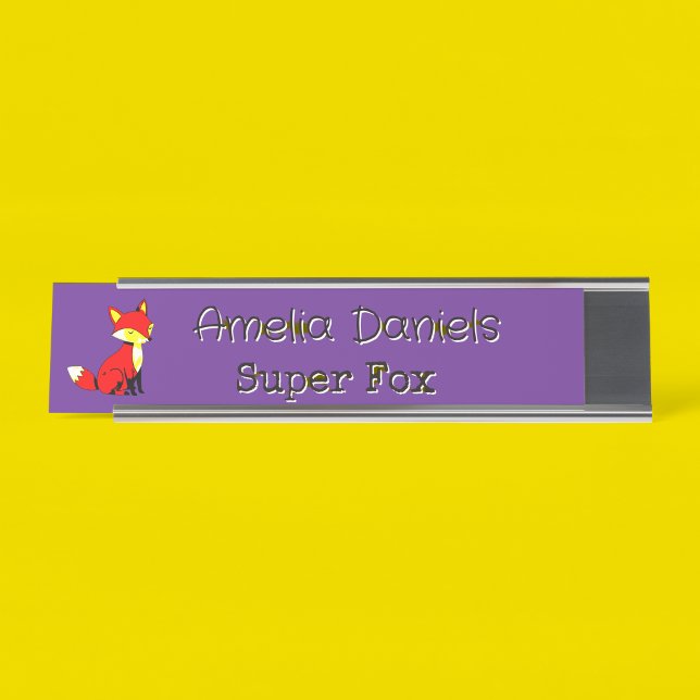 Cute Fox Personalised  Desk Name Plate (Creator Uploaded)