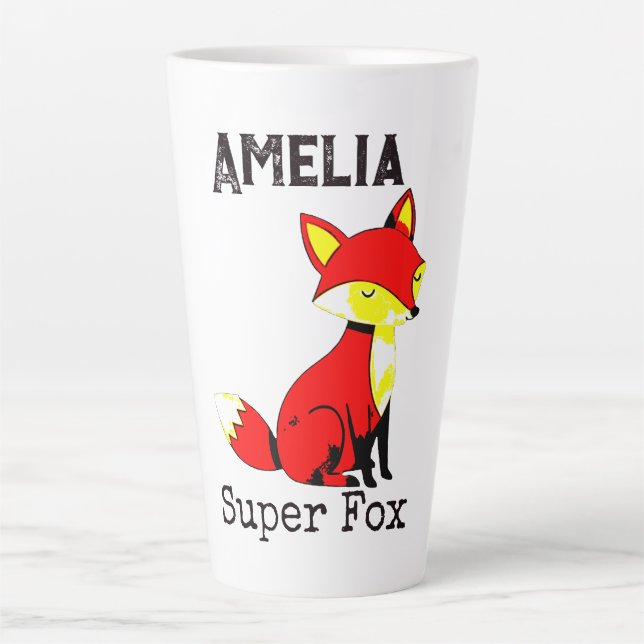Cute Fox Personalised  Latte Mug (Front)