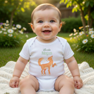 Cute Fox Personalised Name "Little Cutie" Baby  Bodysuit