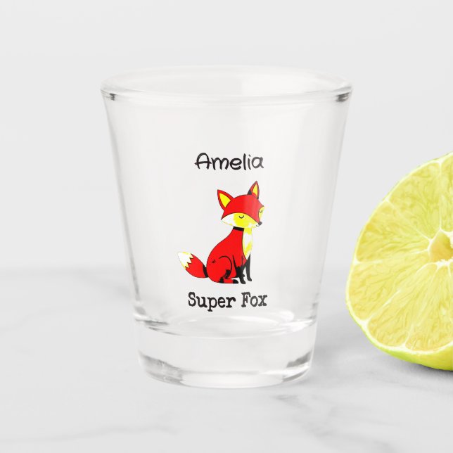 Cute Fox Personalised  Shot Glass (Front)