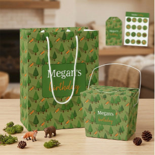 Cute Fox Personalized Name  Medium Gift Bag