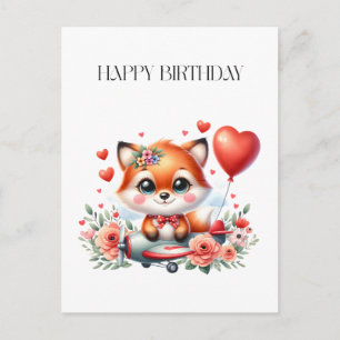 Cute Fox Pilot Birthday Holiday Postcard
