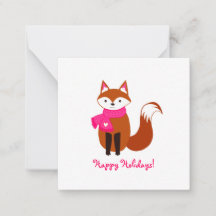 Cute Fox Pink Scarf Heart Mini Christmas