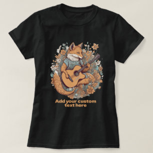 Cute Fox Playing Guitar wildflower, Fox Lovers T-Shirt