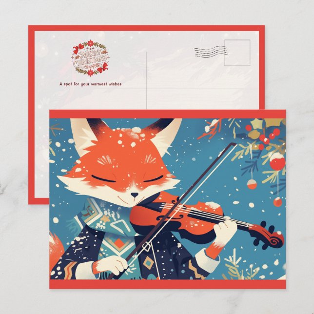 Cute Fox Playing Violin Postcard (Front/Back)