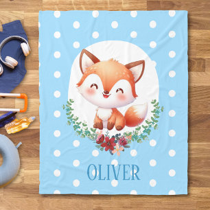 Cute Fox Polka Dot Elegant Fleece Blanket