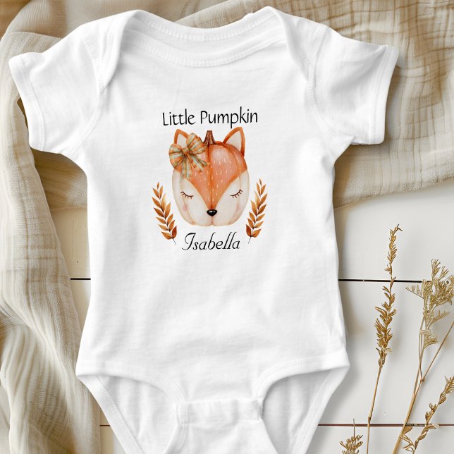 Cute Fox Pumpkin Baby Bodysuit (Cute Pumpkin Fox Baby Bodysuit)