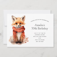 Cute Fox Pup in a Red Scarf Birthday