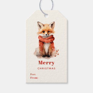 Cute Fox Pup in a Red Scarf For / From Gift Tags