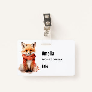 Cute Fox Pup in a Red Scarf ID Badge