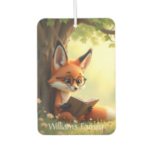 Cute fox reading a book, custom car air freshener