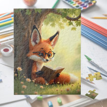 Cute fox reading a book, kids