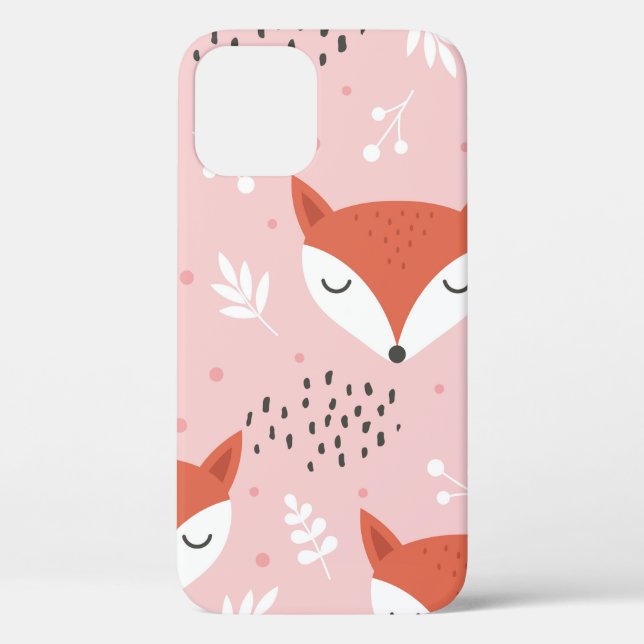 Cute fox seamless pattern, wolf hand drawn forest  Case-Mate iPhone case (Back)