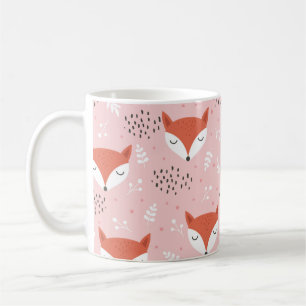 Cute fox seamless pattern, wolf hand drawn forest coffee mug