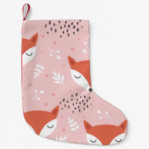 Cute fox seamless pattern, wolf hand drawn forest small christmas stocking