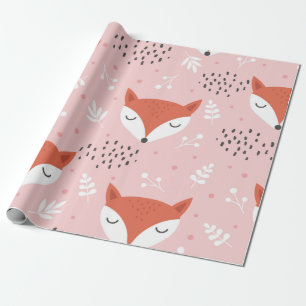 Cute fox seamless pattern, wolf hand drawn forest  wrapping paper