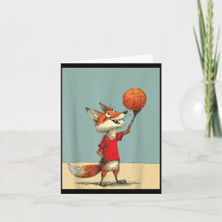 Cute Fox Sports Funny Basball Cartoon Design Card