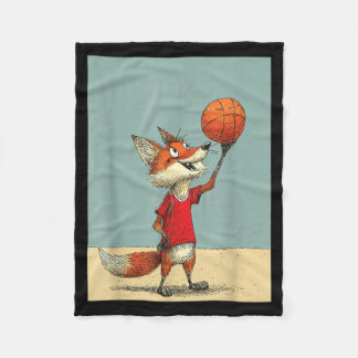 Cute Fox Sports Funny Basball Cartoon Design Fleece Blanket