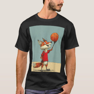Cute Fox Sports Funny Basball Cartoon Design T-Shirt