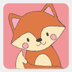 Cute Fox Square Sticker