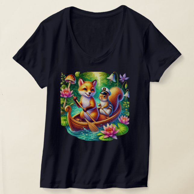 Cute fox squirrel lovers  T-Shirt (Laydown)