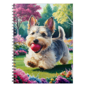 Cute Fox Terrier Chasing a Kite in the Park  Notebook