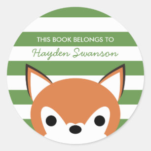 Cute Fox   This Book Belongs To Classic Round Sticker