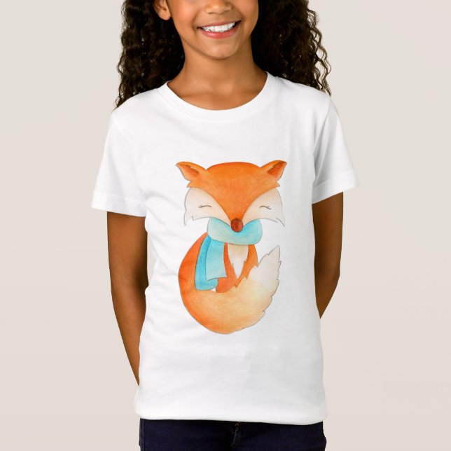 Cute fox watercolor whimsical art t-shirt (Front)