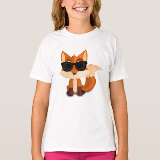 Cute Fox Wearing Sunglasses Cartoon Woodland T-Shirt
