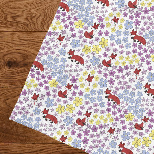 Cute Fox Whimsical Colourful Wildflowers Baby Girl Fleece Blanket
