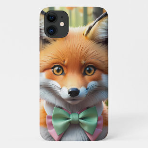 Cute Fox with a Green and Pink bow Case-Mate iPhone Case