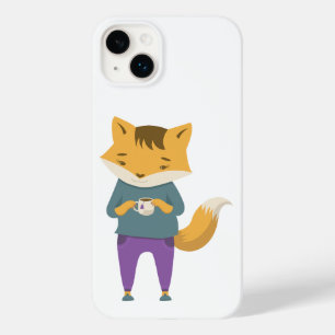 Cute fox with cup of tea Case-Mate iPhone 14 plus case