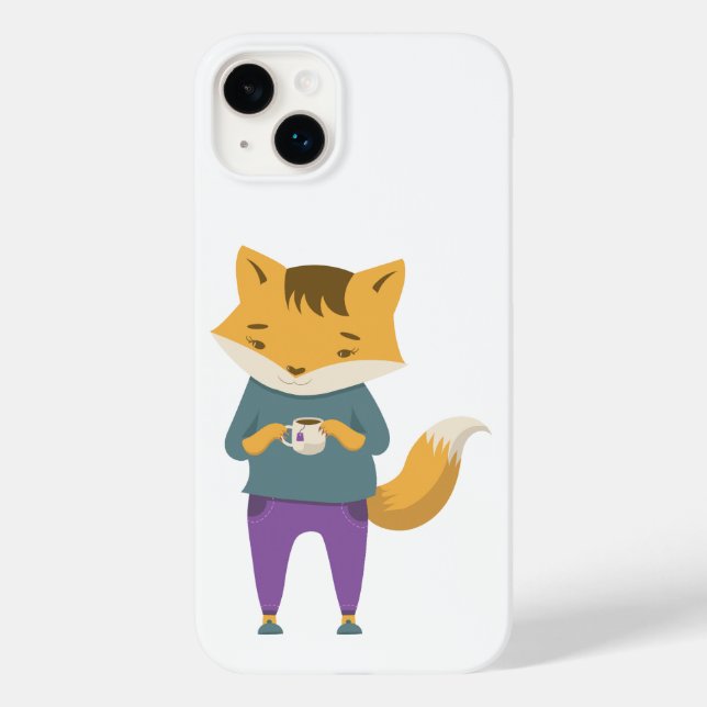 Cute fox with cup of tea Case-Mate iPhone case (Back)