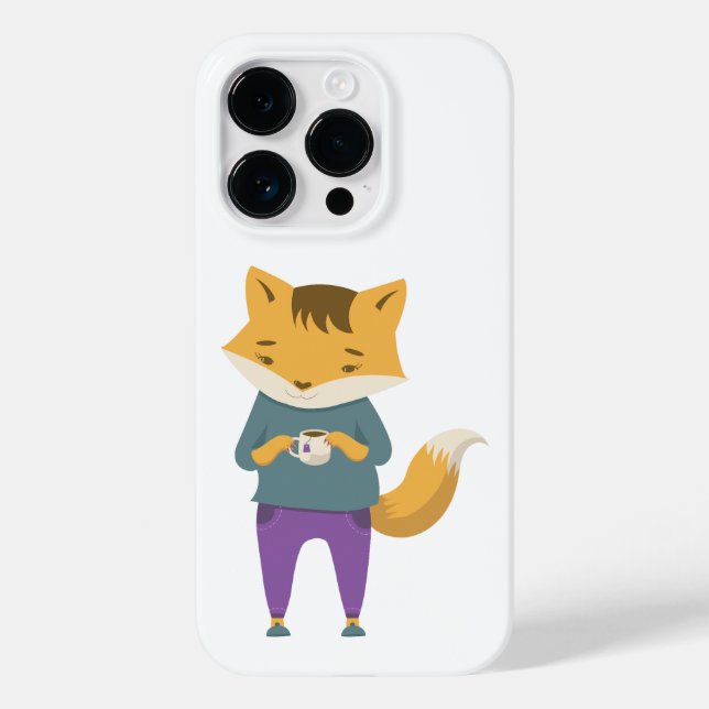 Cute fox with cup of tea Case-Mate iPhone case (Back)