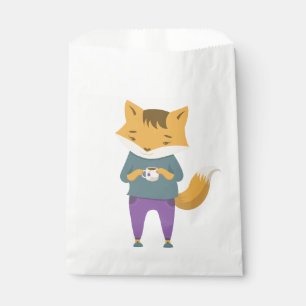 Cute fox with cup of tea favour bags