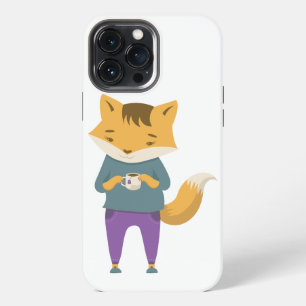 Cute fox with cup of tea iPhone 13 pro max case