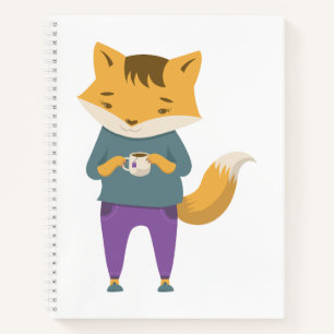 Cute fox with cup of tea notebook