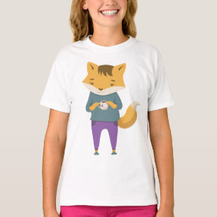 Cute fox with cup of tea T-Shirt