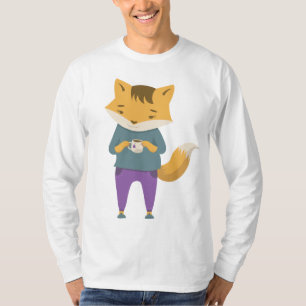 Cute fox with cup of tea T-Shirt