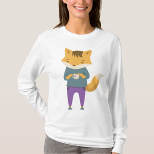 Cute fox with cup of tea T-Shirt