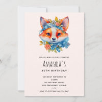 Cute Fox with Floral Crown Birthday