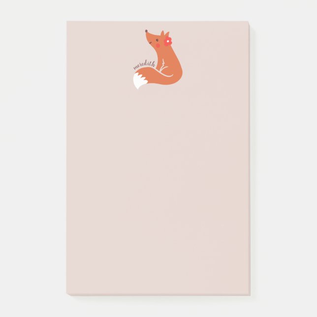 Cute Fox With Flower Post-it Notes (Front)